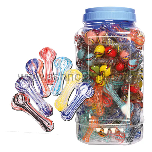 180 Pcs - Jar Glass Hand Pipe Spoon 0.90 Cts Each