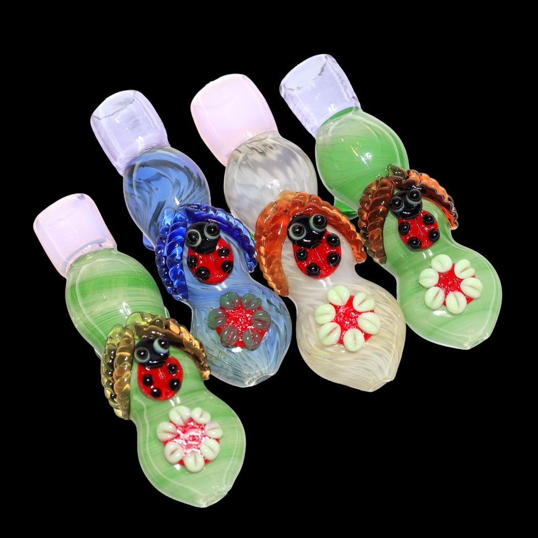Ladybug and Flower Glass Chillums – Assorted Colors Wholesale