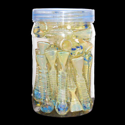 24-Piece Fumed Glass Chillum Jar #04  – Color-Changing One-Hitters $2.75 each | Wholesale Display