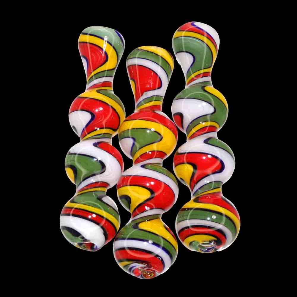 12 PCS- Rasta Twist Color Swirl Glass Hand Pipe $2.95 each | Wholesale