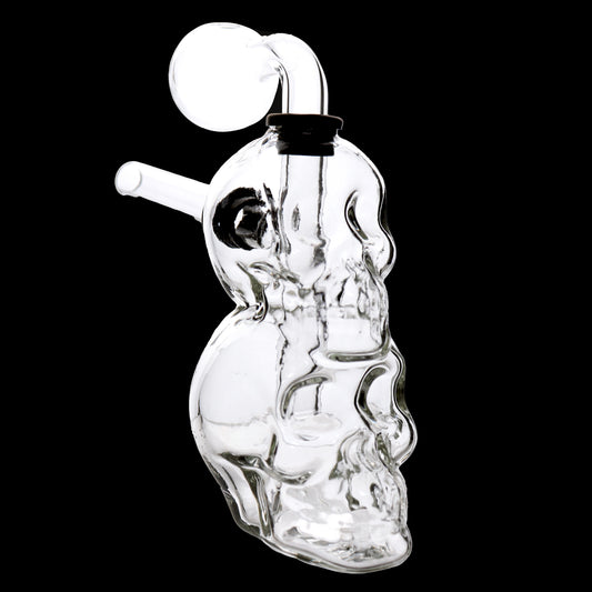 Wholesale 7" Double Skull Oil Burner Water Pipe – Clear Borosilicate