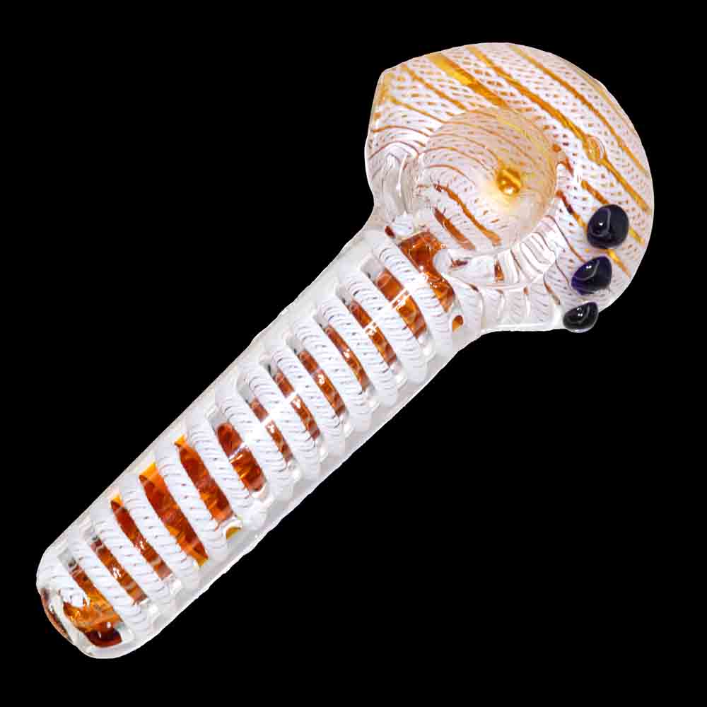 5" Honeycomb Wrap Glass Hand Pipe – Thick Borosilicate Spoon Pipe