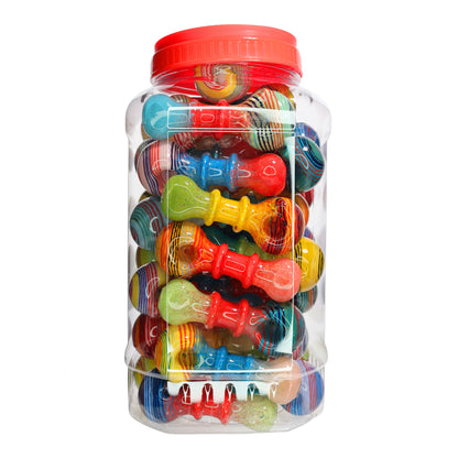 50 PCS – JAR #69 Assorted Color Ringed Glass Hand Pipes – Wholesale