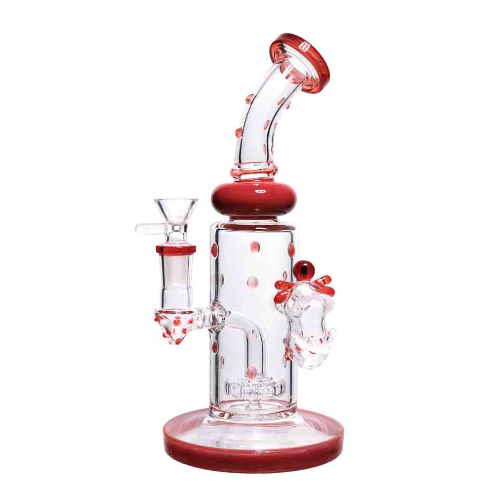 10 in - Monster Face Side Dots Glass Water Pipe Bong