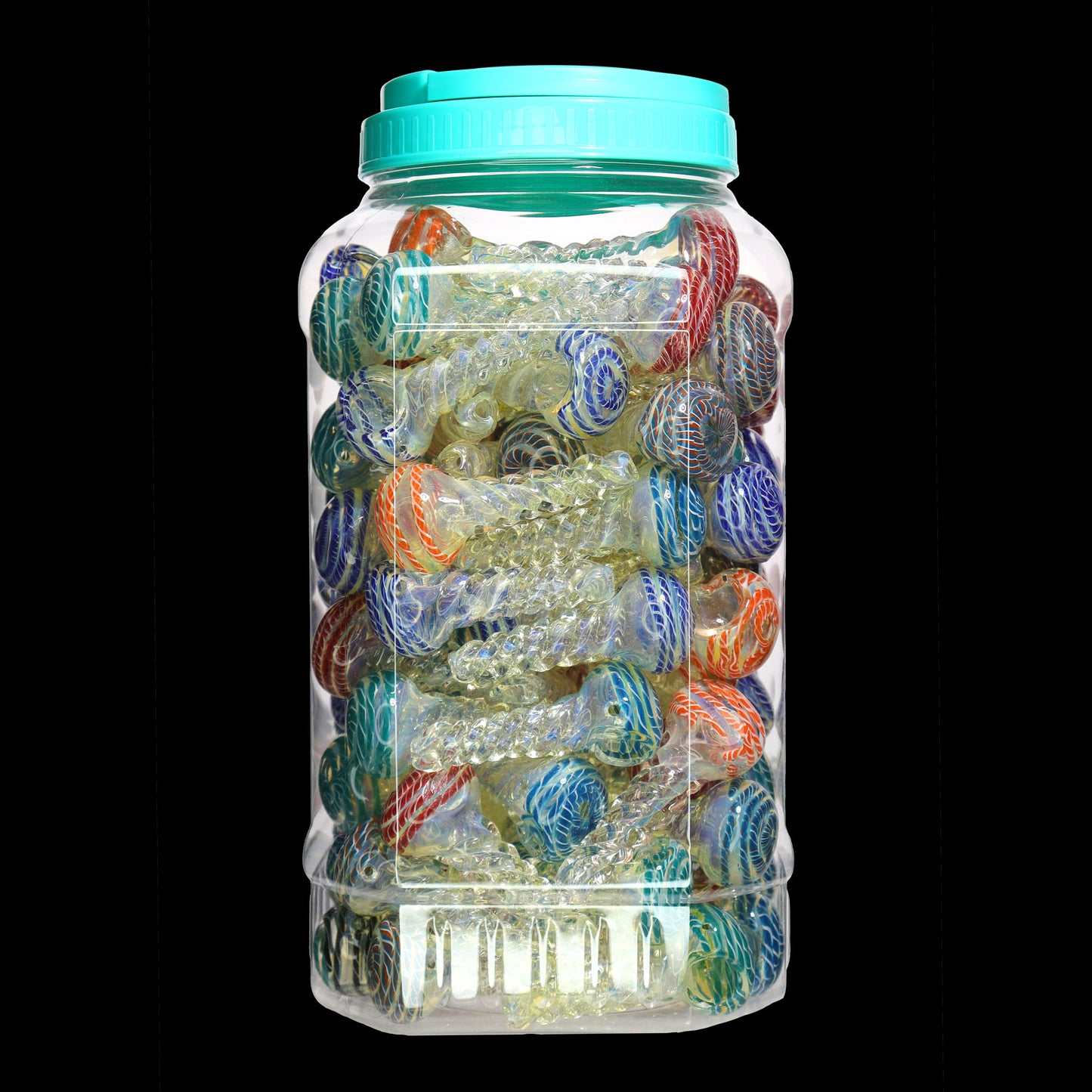 120 PCS – NEW JAR #60 Assorted Color Twisted Glass Hand Pipes – Wholesale