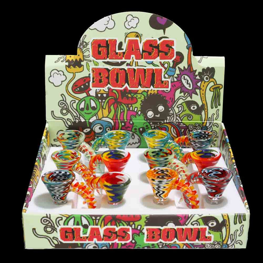 Wig Wag Handle Glass Bowl, 14mm, 12-Piece Box