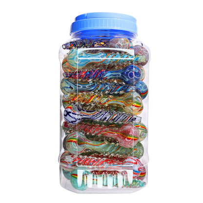 47 PCS – JAR #91 Assorted Color Spiral-Twist Glass Hand Pipes – Wholesale