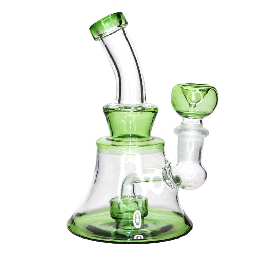 Mini Bell-Shaped Glass Bong – 6” Compact Water Pipe for Smoke Shops (Assorted Colors)
