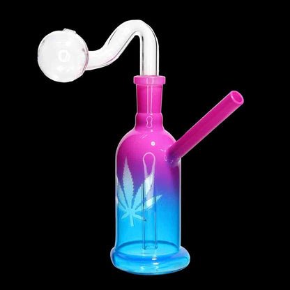 6" Wholesale Bent Glass Oil Burner | Color Gradient Glass Pipe