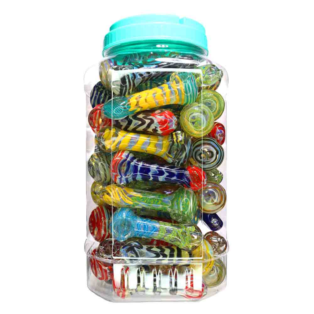 65 pcs – NEW JAR #30 Glass Hand Pipe (4.5 inches) Spoon $3.65 each