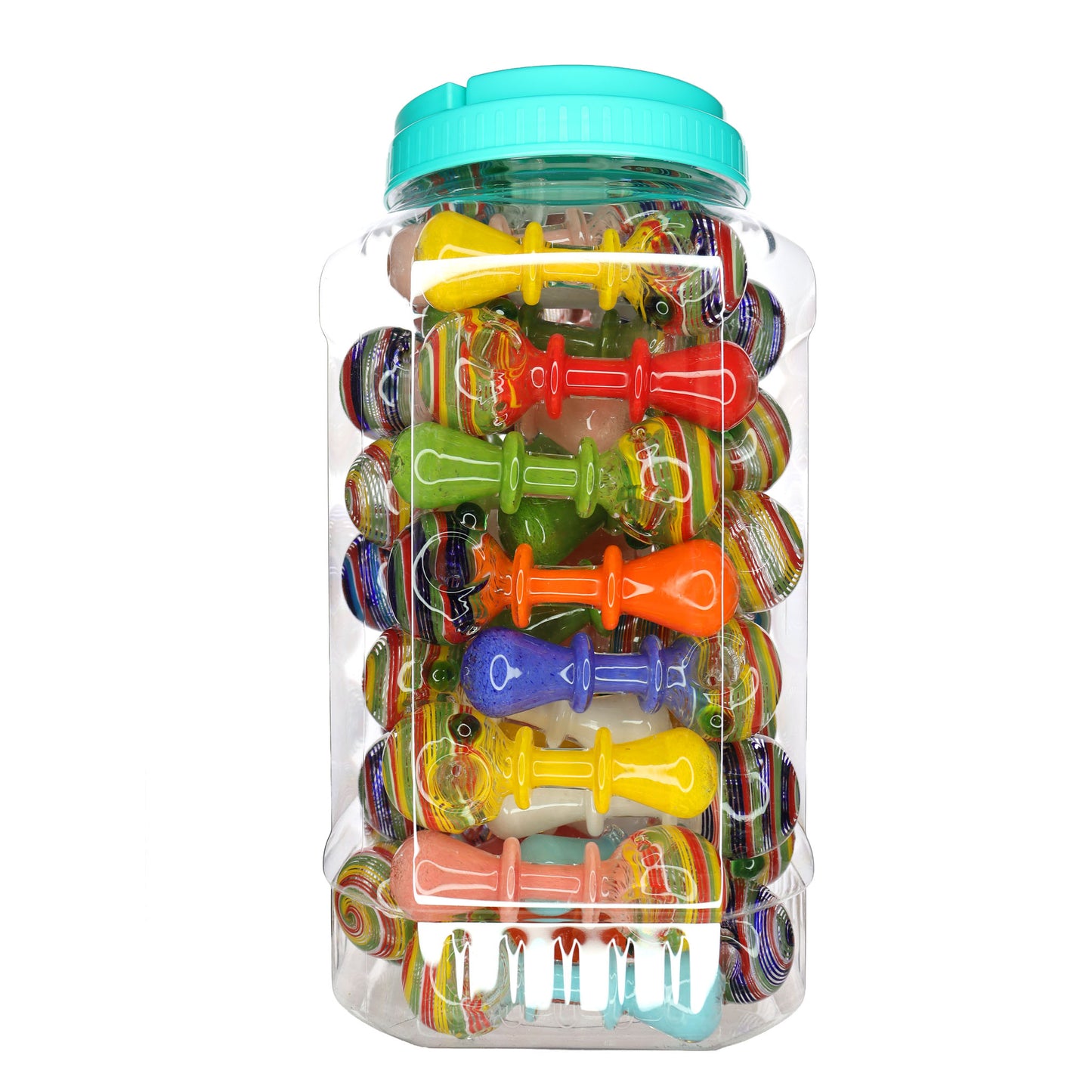 50 PCS – JAR #95 Assorted Color Rainbow Glass Hand Pipes – Wholesale
