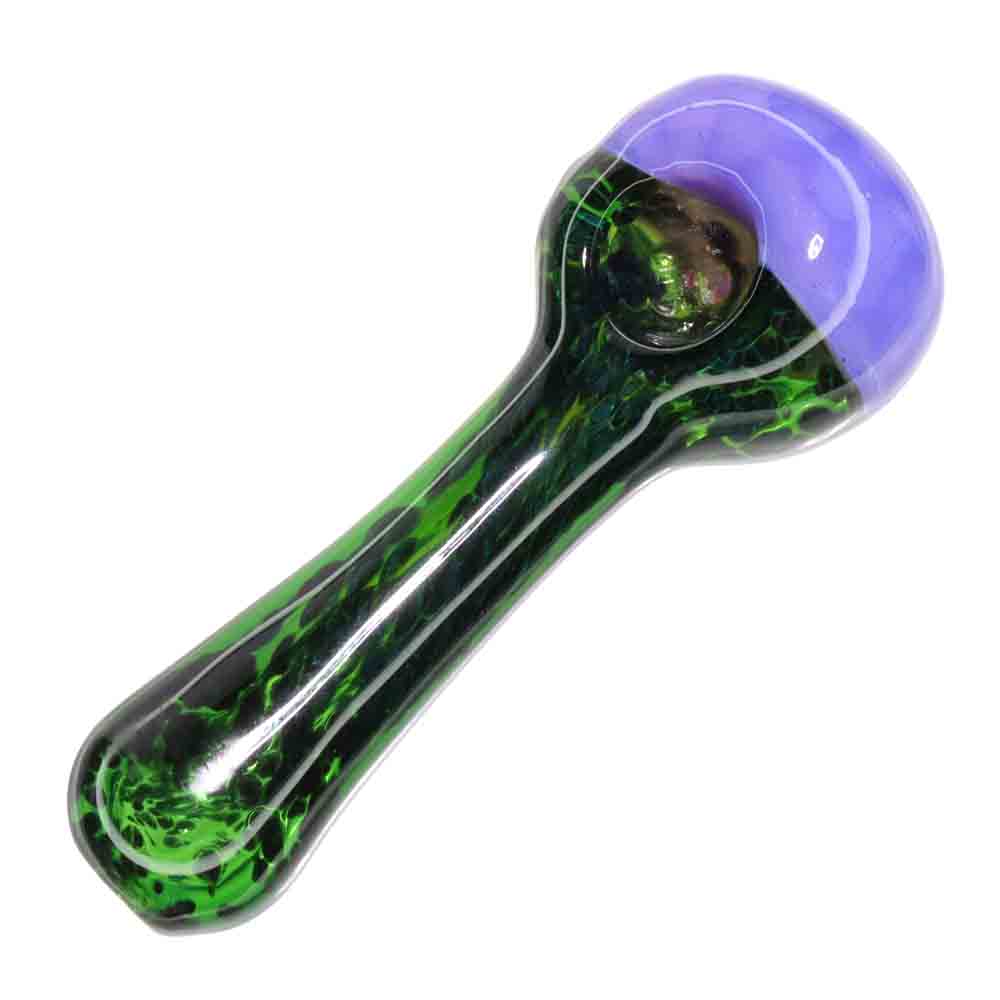 4.5" Glass Hand Pipe with Slime Color Head – Compact Spoon Pipe