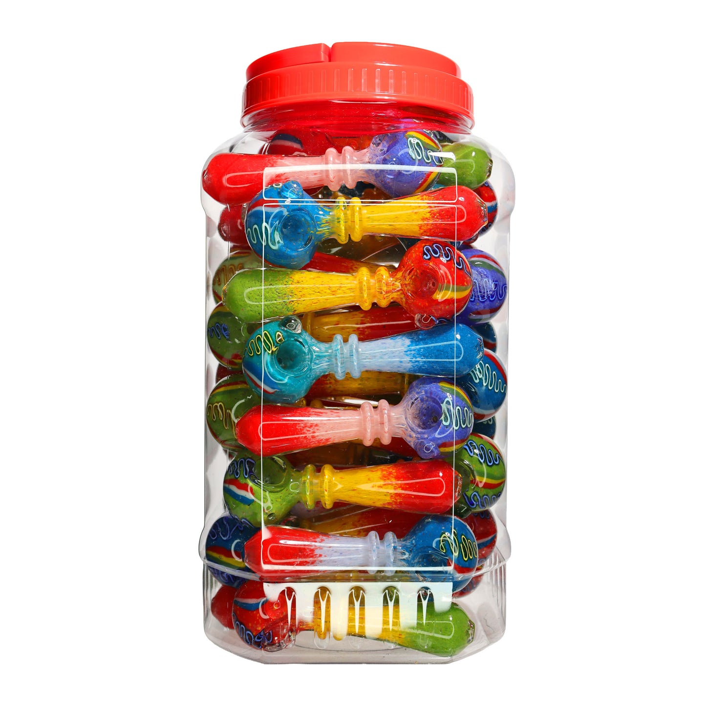 45 PCS – JAR #93 Assorted Two-Tone Character Glass Hand Pipes – Wholesale