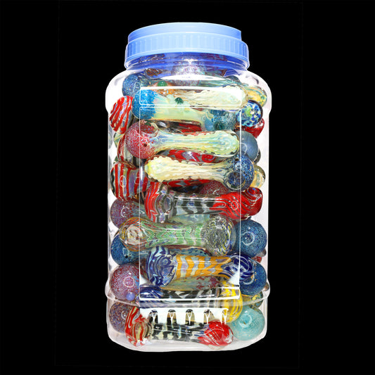 65 pcs – NEW JAR #41 Glass Hand Pipe (4.5 inches) Spoon $3.50 each