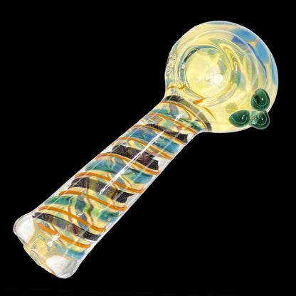 5" Dichroic Glass Spoon Pipe – Handcrafted Color-Shift Spiral Design