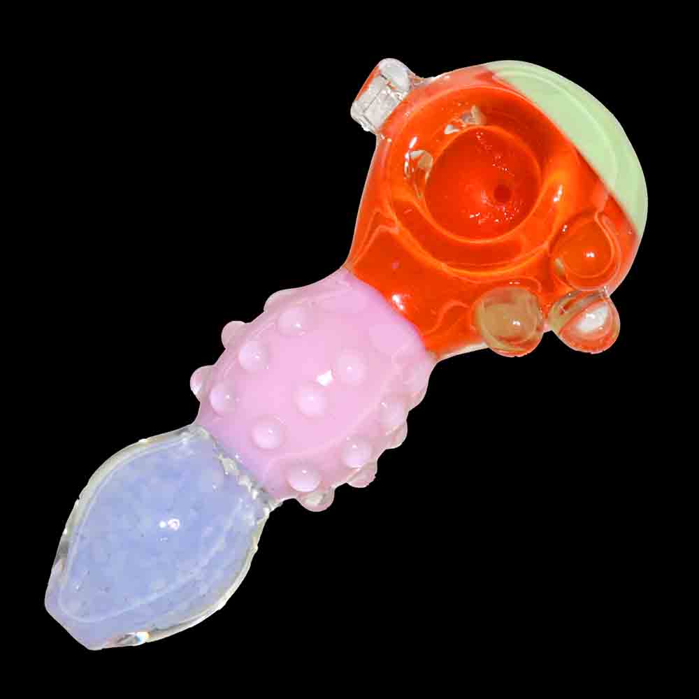 5" Textured Novelty Glass Hand Pipe – Colorful Spoon Pipe with Bubble Grip Design