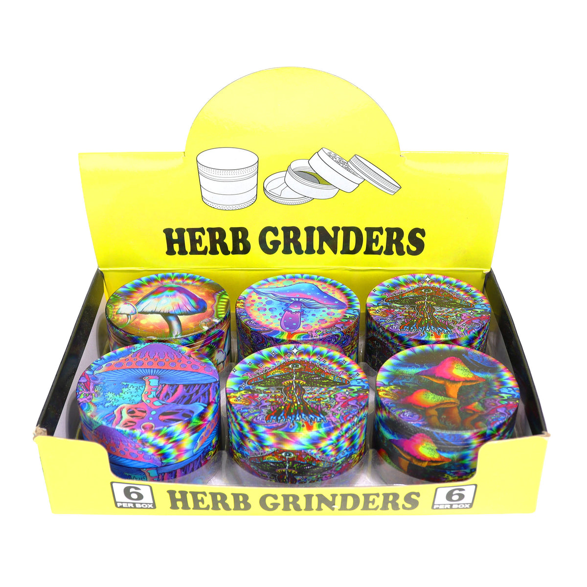 6 pcs - 2.5" 63mm Stylish Herb Grinder Psychedelic Mushroom
