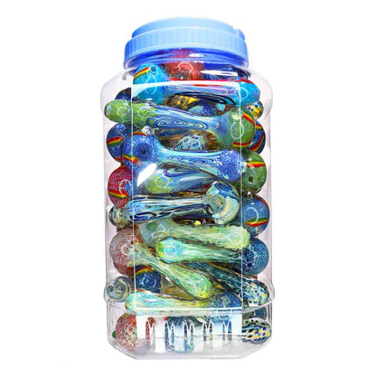 55 pcs – NEW JAR #14 Glass Hand Pipe (5 inches) Spoon $3.85 each