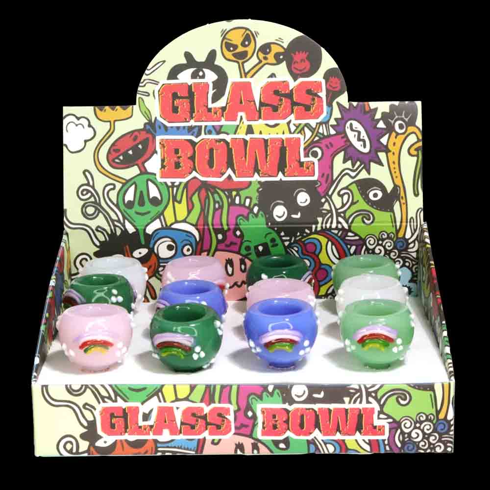 Rainbow Glass Bowl Display 12 pcs | Wholesale Smoke Shop $4.50 each