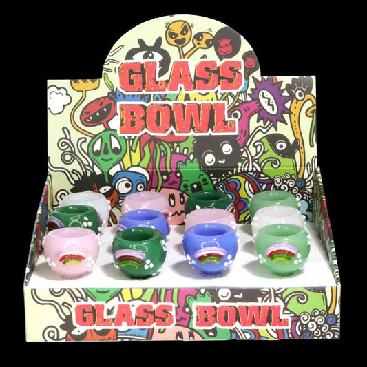 Rainbow Glass Bowl Display 12 pcs | Wholesale Smoke Shop $4.50 each