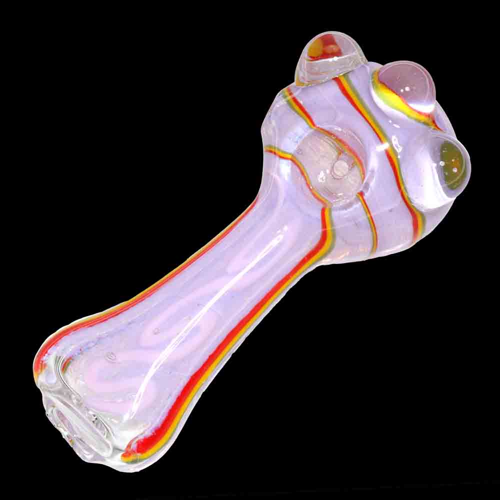 5" Slime Color Glass Hand Pipe with Rainbow Accents – Spoon Pipe