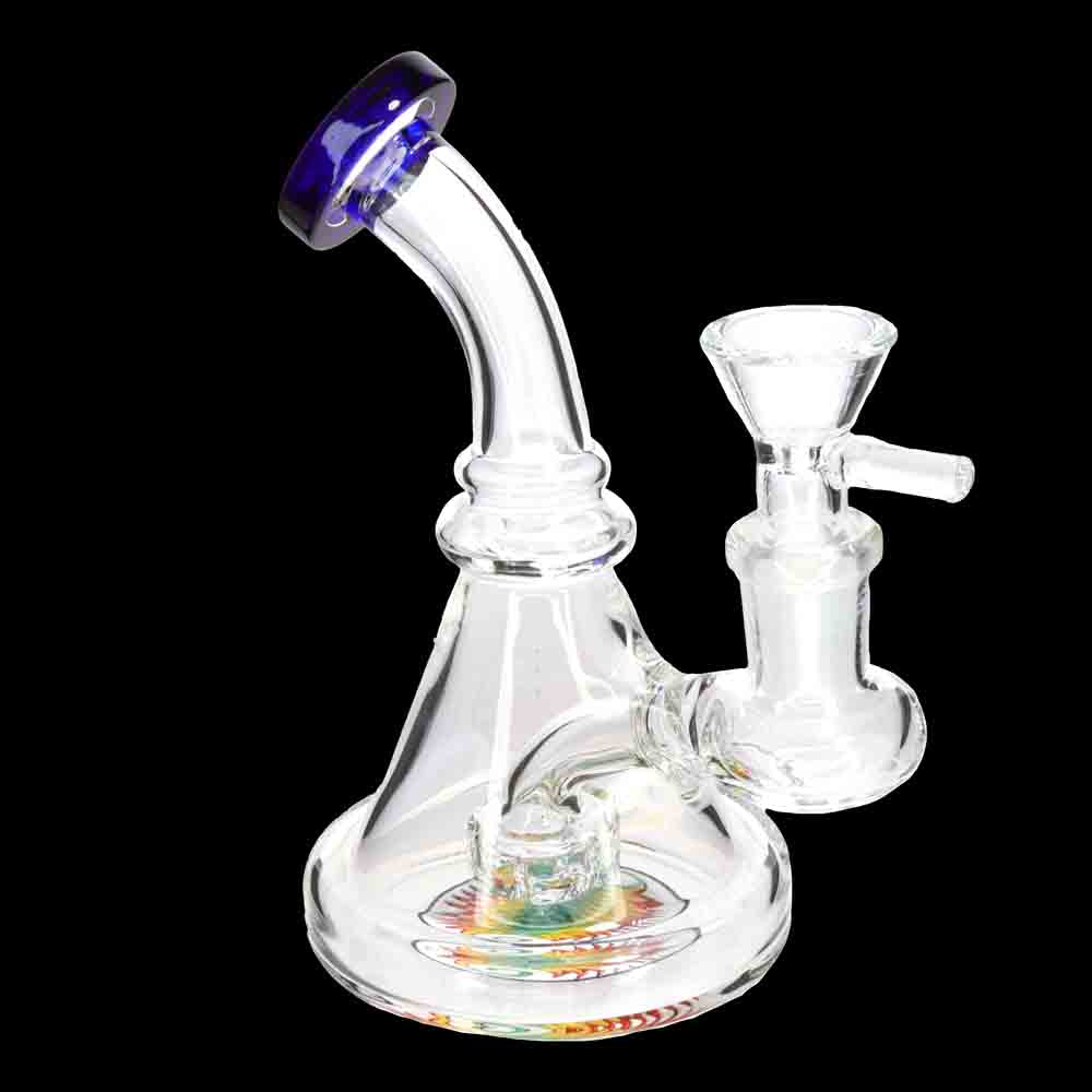 6" Glass Bong with Color Mouthpiece & Internal Perc – Water Pipe
