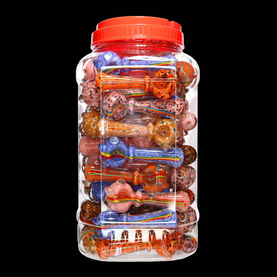 4.5 Inch Glass Hand Pipe Spoon Jar #42, 58-Piece