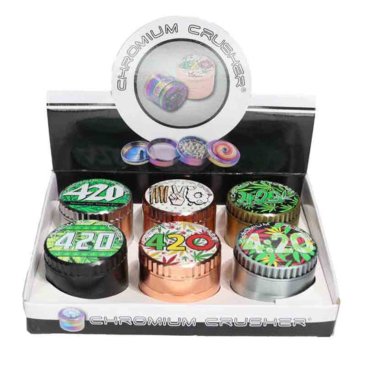 Chromium Crusher 4-Piece Herb Grinder Display (6-Pack) – 420 Collection