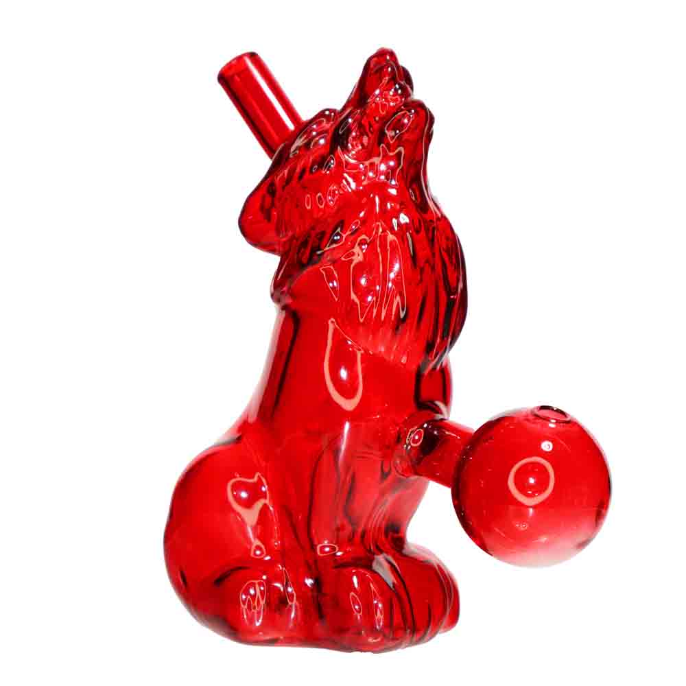 Howling Wolf Oil Burner Water Pipe – 4” Colored Glass Pipe for Smoke Shops (Assorted Colors)