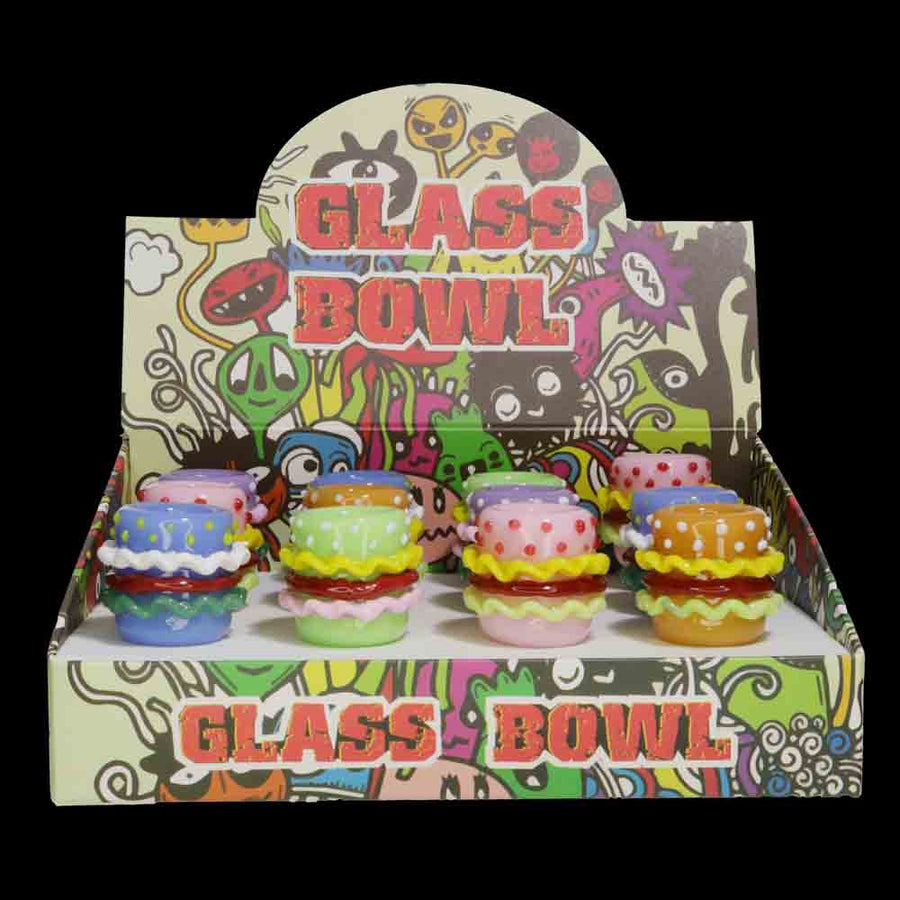 14mm Burger-Design Glass Bowl, Wholesale Display