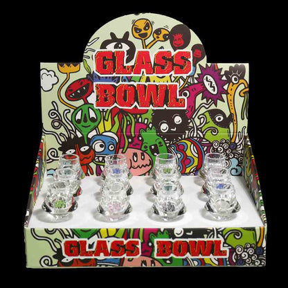 12 PCS - Display 14mm Glass Bowl with Built-In Screen Display | Wholesale Glass Bowls