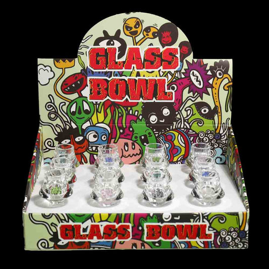 12 PCS - Display 14mm Glass Bowl with Built-In Screen Display | Wholesale Glass Bowls