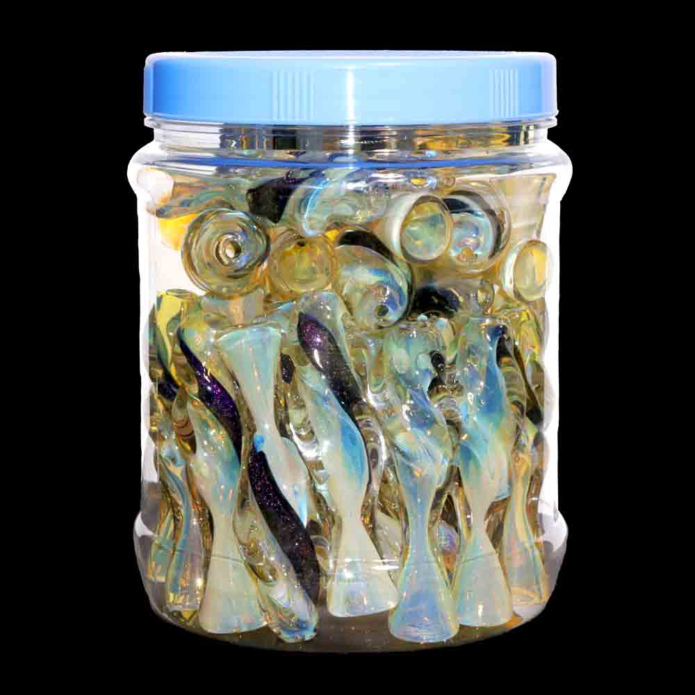 36-Piece Dichroic Glass Chillum Jar #02 – Handcrafted One-Hitters $2.95 | Wholesale Display