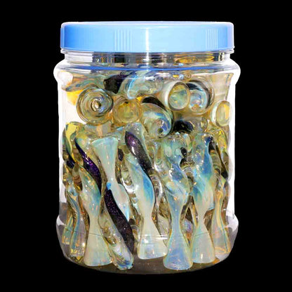 36-Piece Dichroic Glass Chillum Jar #02 – Handcrafted One-Hitters $2.95 | Wholesale Display