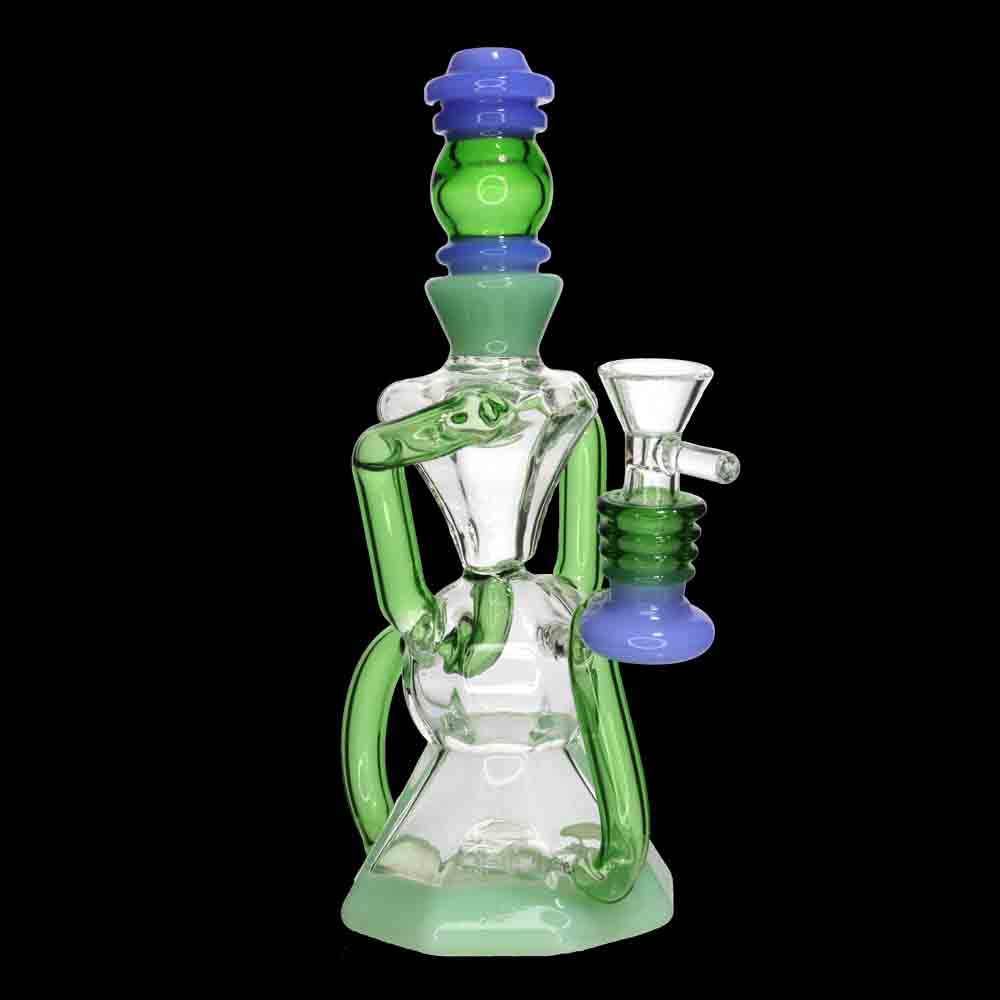 9" Artistic Recycler Glass Water Pipe | Colorful & Durable Wholesale Smoke Shop