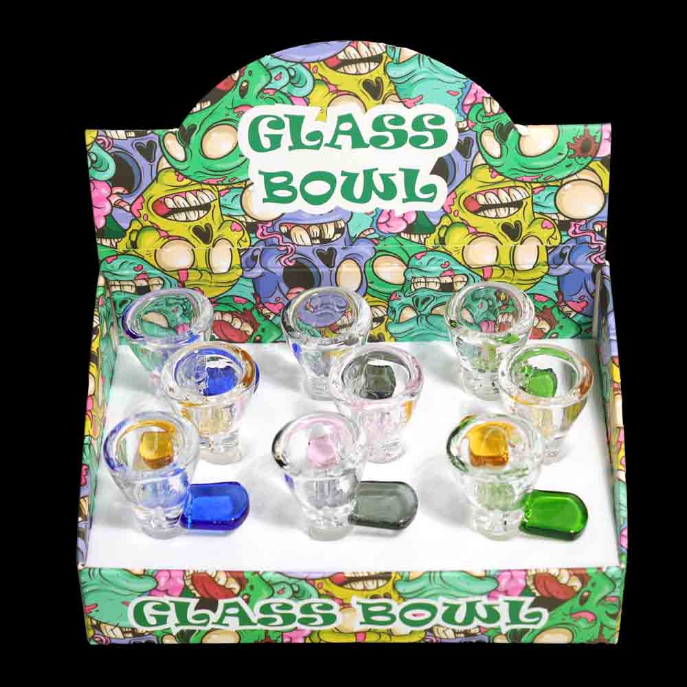 9 PCS - Display 14mm Glass Bowl with Built-In Screen | Wholesale Smoking Bowls