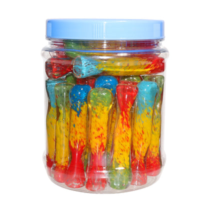 34 PCS – Multicolor Speckled Glass Hand Pipes in Display Jar – Wholesale