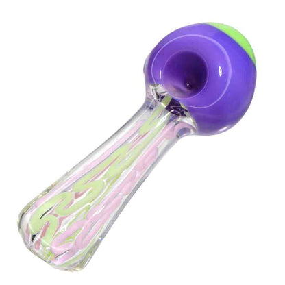 5" Slime Color Glass Hand Pipe with Dual-Tone Bowl – Spoon Pipe