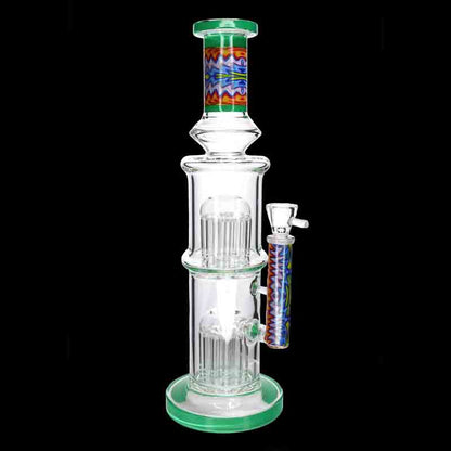 🔥 15” Double Tree Perc Bong – Advanced Filtration Glass Water Pipe