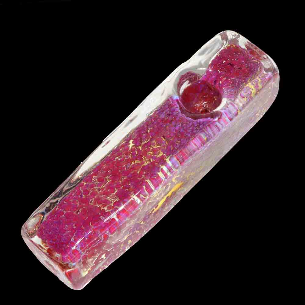 4.5" Textured Glass Hand Pipe – Thick Bubble Finish Compact Spoon Pipe