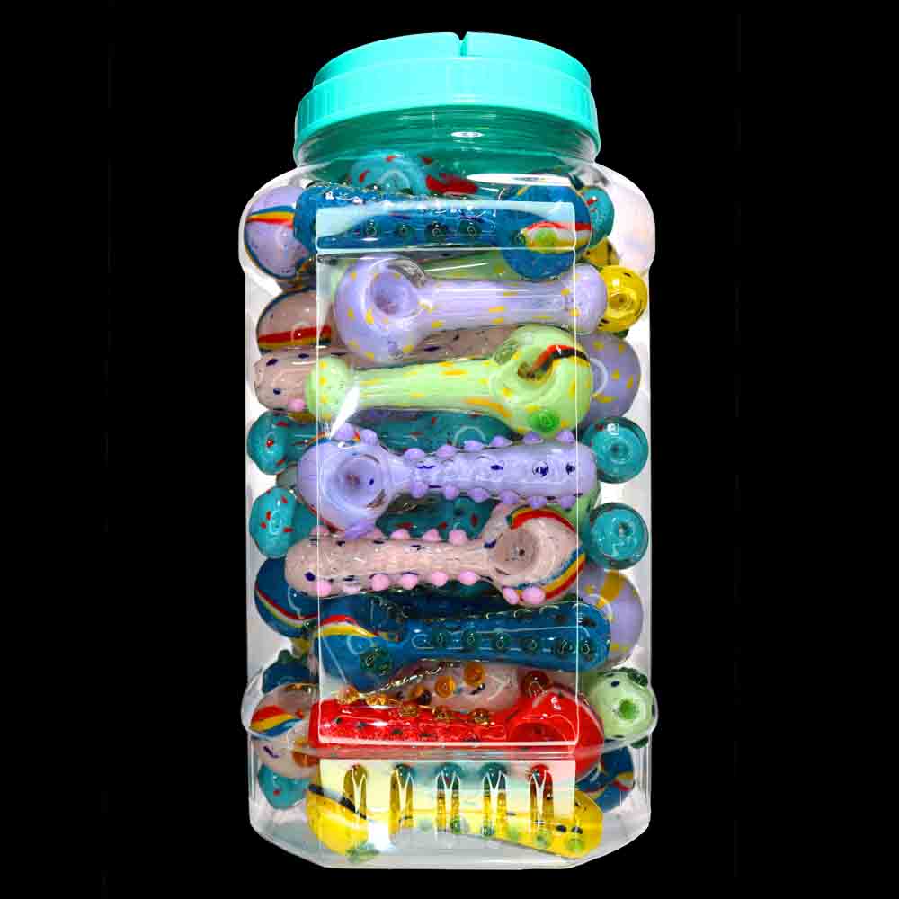 55 pcs – NEW JAR #12 Glass Hand Pipe (5 inches) Spoon $4.25 each