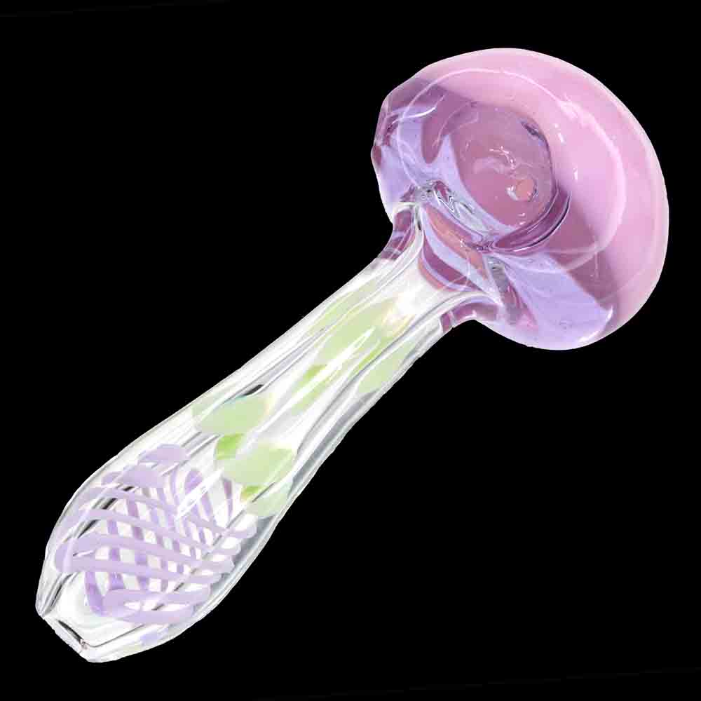 5" Glass Hand Pipe with Slime Color Head & Honeycomb Design – Spoon Pipe