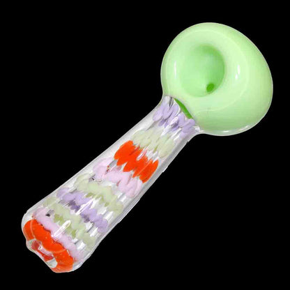 5" Slime Color Glass Hand Pipe with Textured Stem – Premium Spoon Pipe