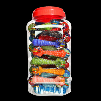50 PCS – JAR #86 Assorted Color Character Glass Hand Pipes – Wholesale