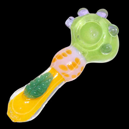 5" Novelty Marble Glass Hand Pipe – Colorful Accent Spoon Pipe with Raised Details