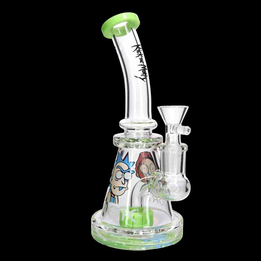 8" Cartoon Graphic Glass Bong with Internal Perc – Wholesale Water Pipe