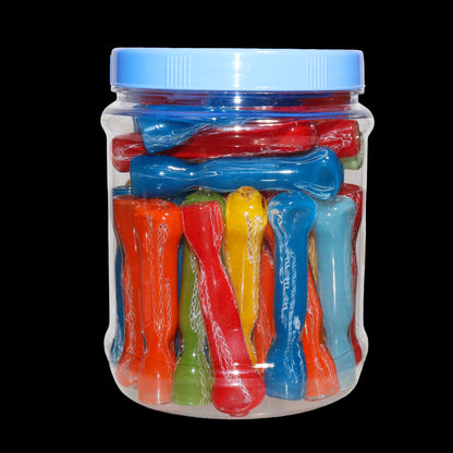 40 PCS – Assorted Color Swirl Glass Hand Pipes in Display Jar – Wholesale