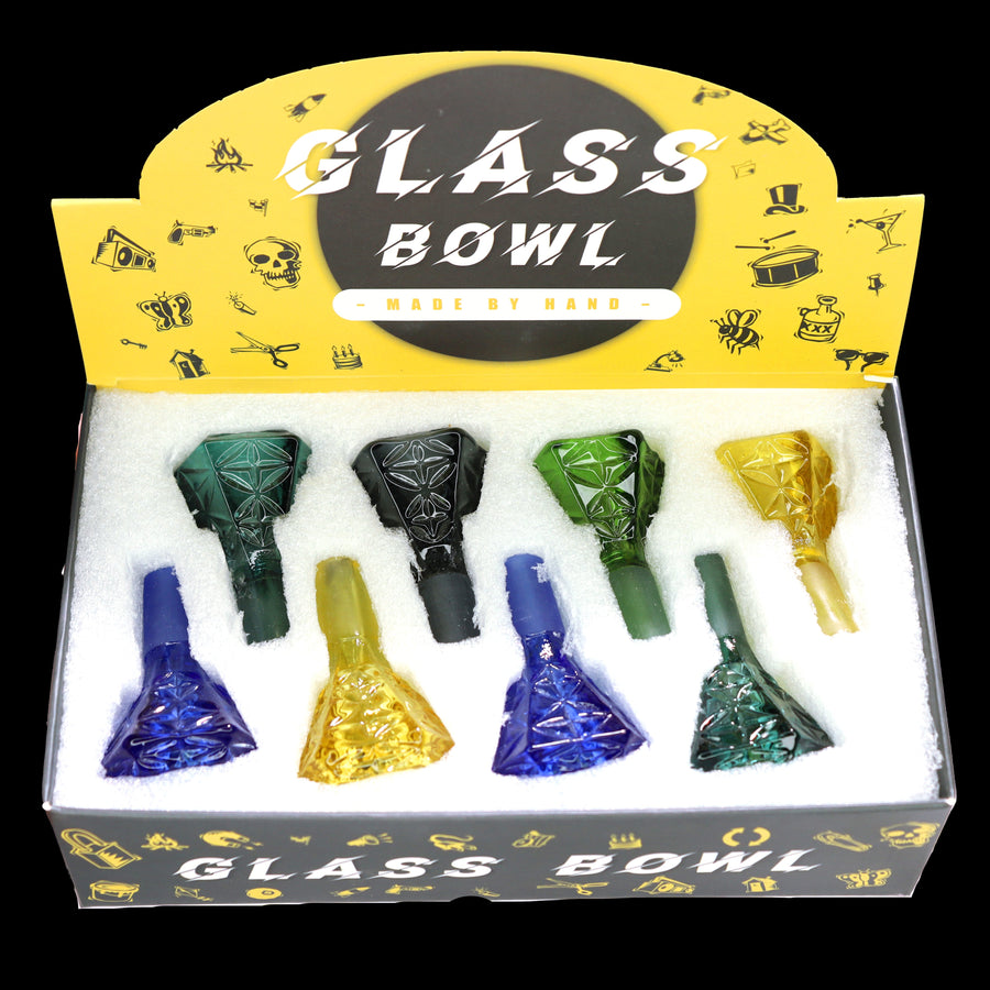 Multicolor Fancy Diamond Glass Bowl, 14mm, 8-Piece Box