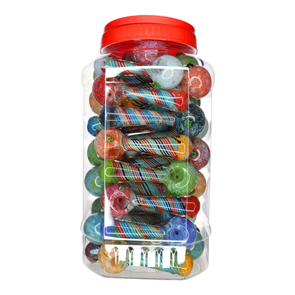 48 PCS – JAR #65 Assorted Color Spiral Glass Hand Pipes – Wholesale