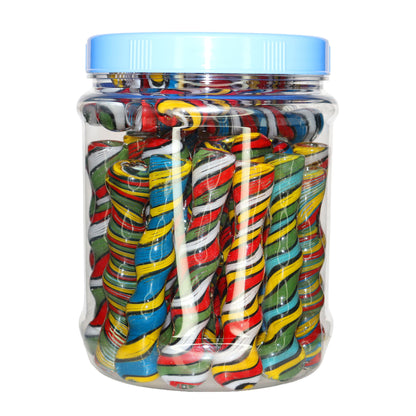 36 PCS – JAR #22 Assorted Color Spiral-Stripe Glass Chillums – Wholesale